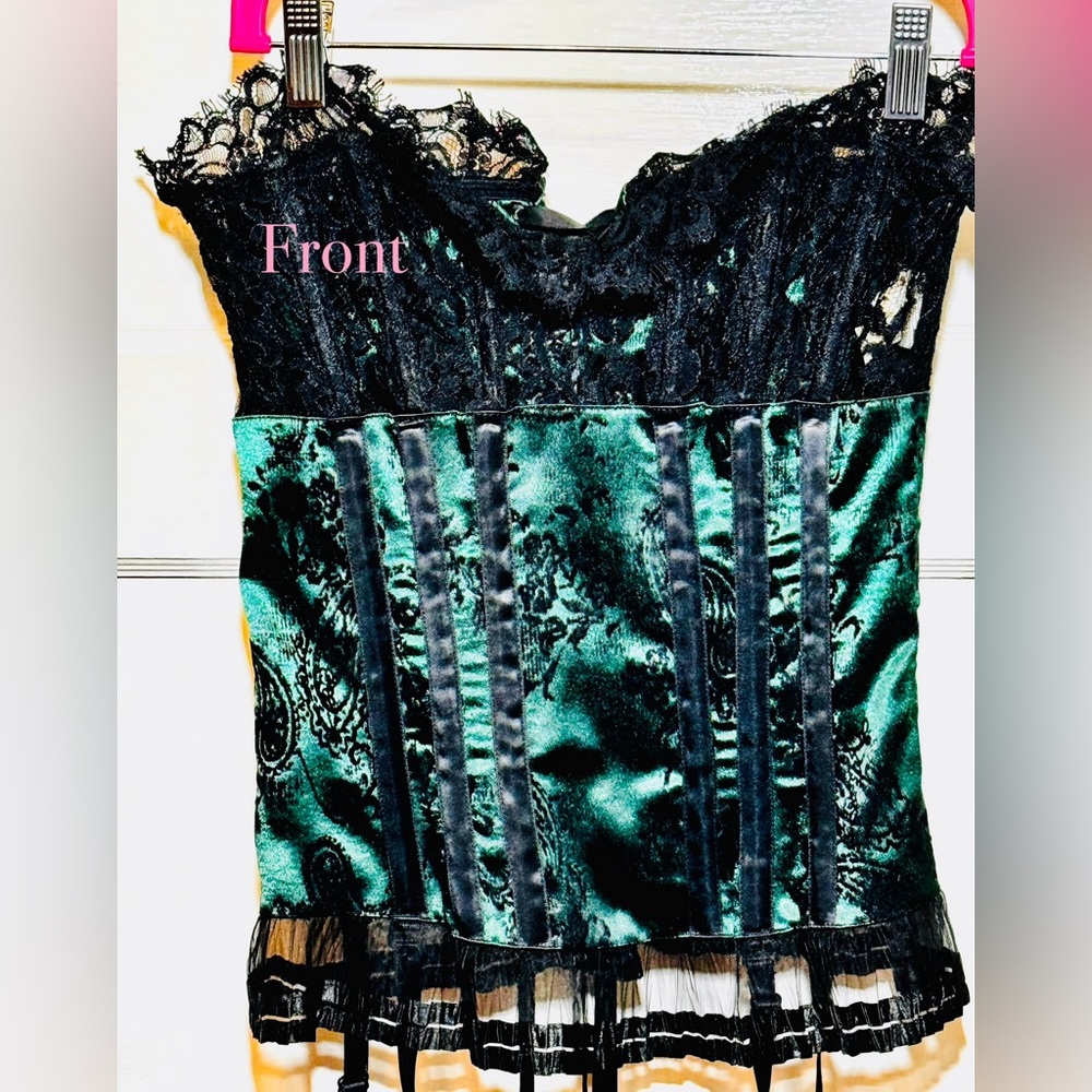 Shirley of Hollywood Boned Emerald Green  Corset Sz 34